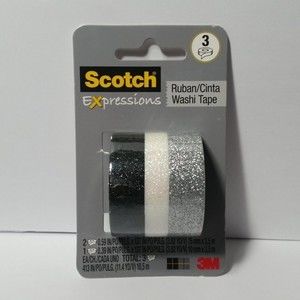 Scotch Expressions Washi Tape Glitter Black Silver